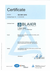 Certificate ISO 9001:2015 - English